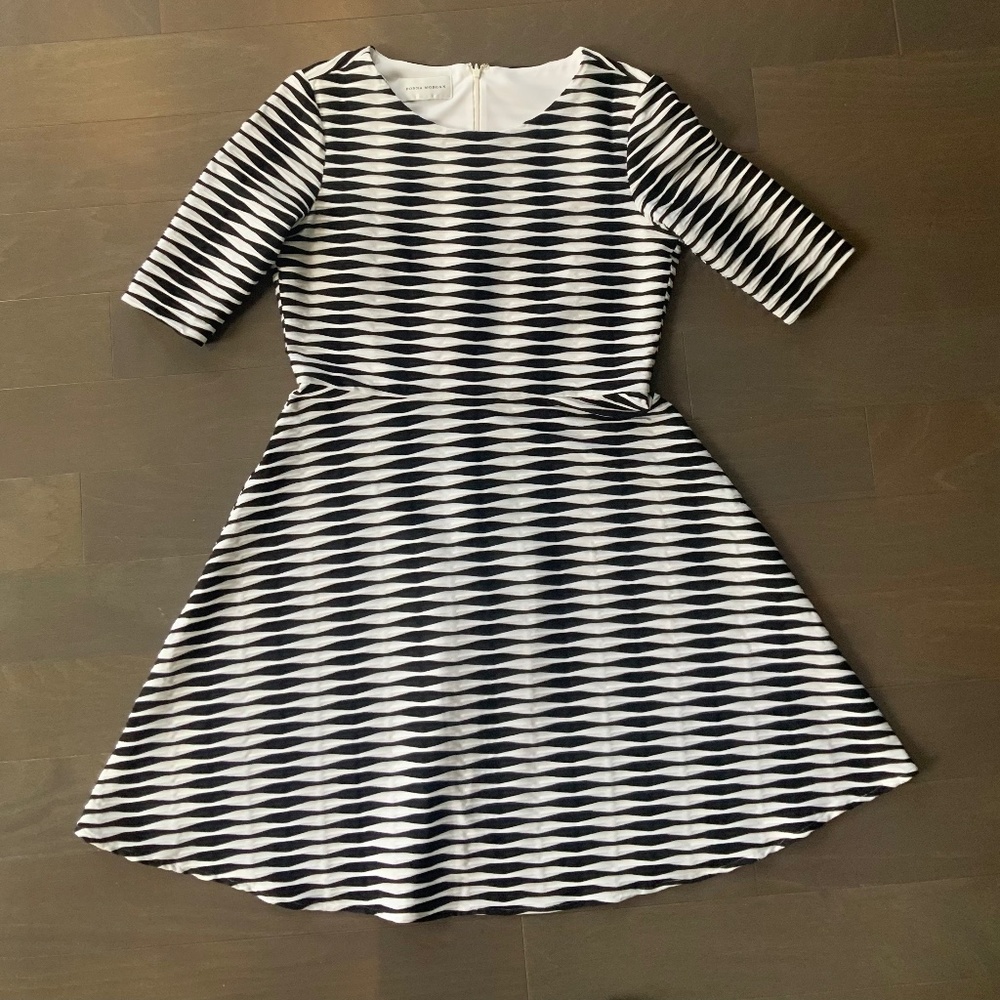 Donna Morgan Stripe Textured Knit Fit Flare Dress
